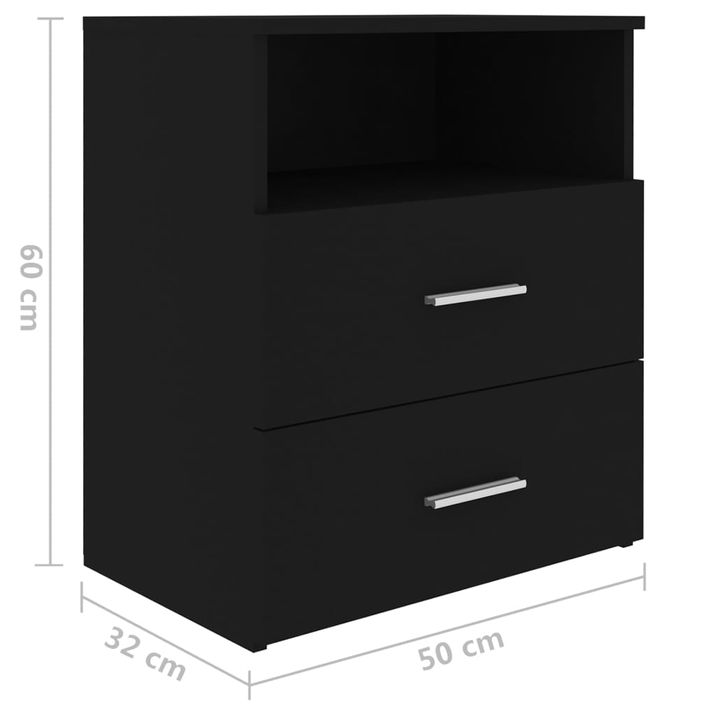vidaXL Sängbord 2 st svart 50x32x60 cm spånskiva