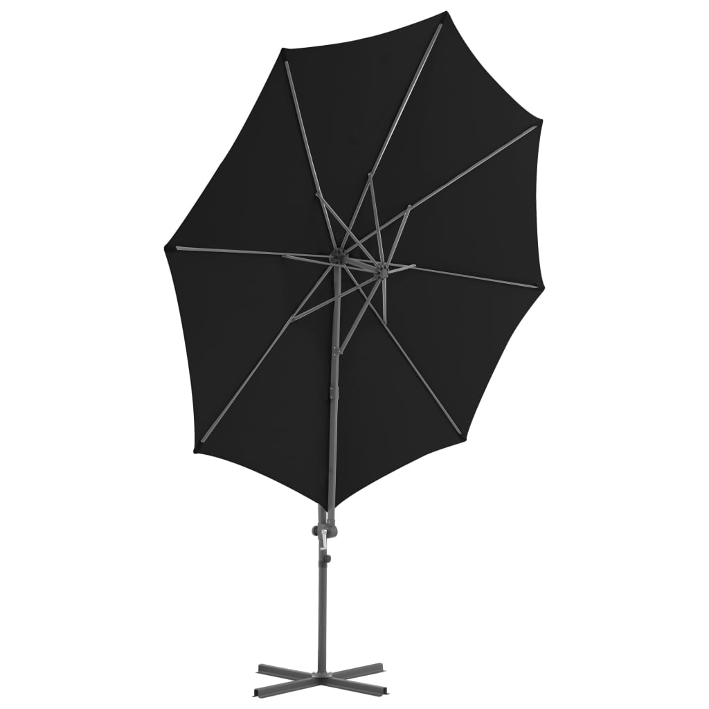vidaXL Frihängande parasoll med stålstång svart 300 cm
