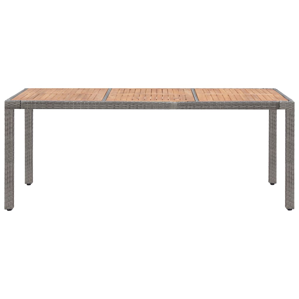 vidaXL Trädgårdsbord grå 190x90x75 cm konstrotting massivt akaciaträ