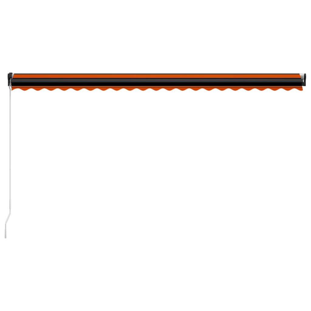 vidaXL Markis manuellt infällbar med LED 500x300 cm orange och brun