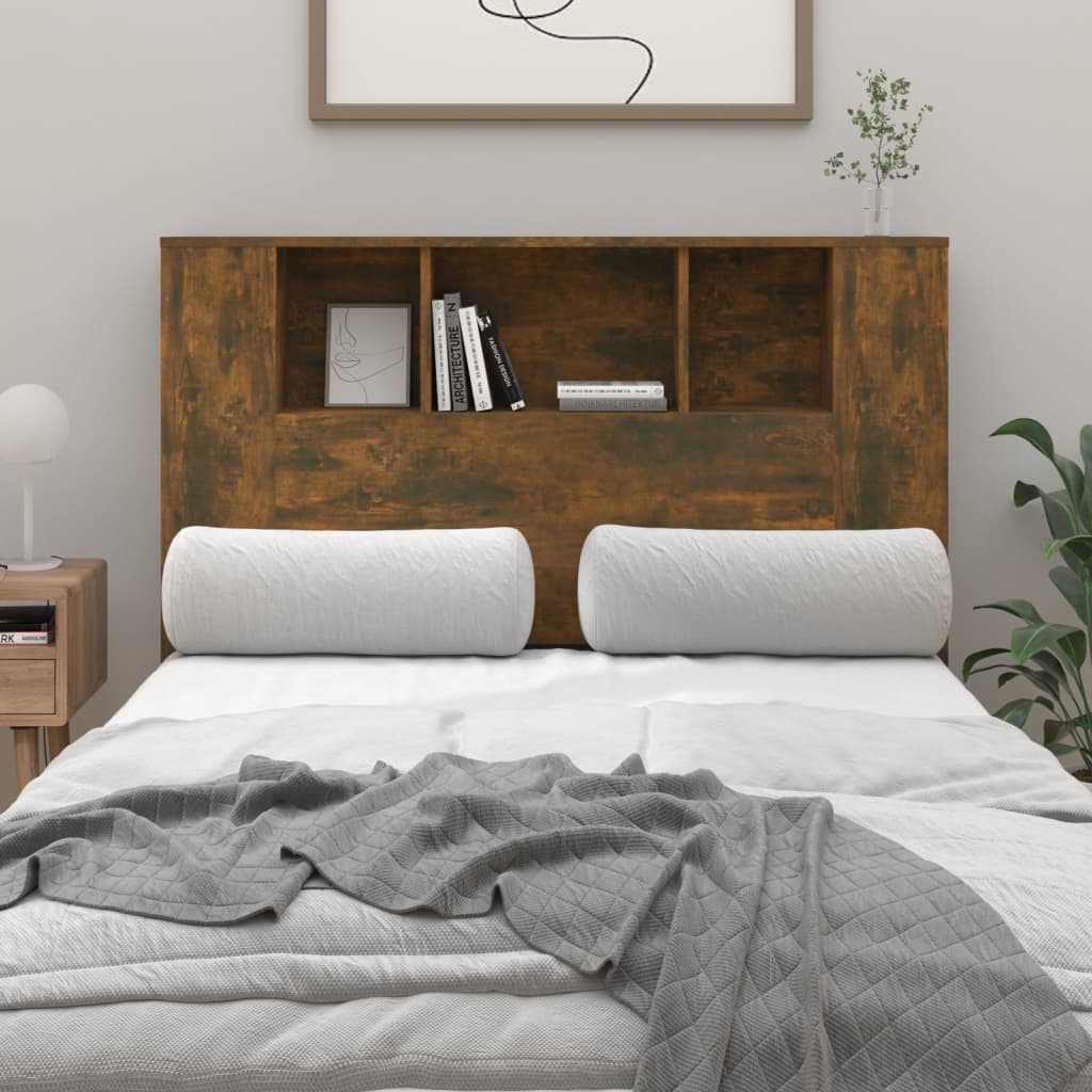 vidaXL Sänggavel med förvaring rökfärgad ek 120x18,5x102,5 cm