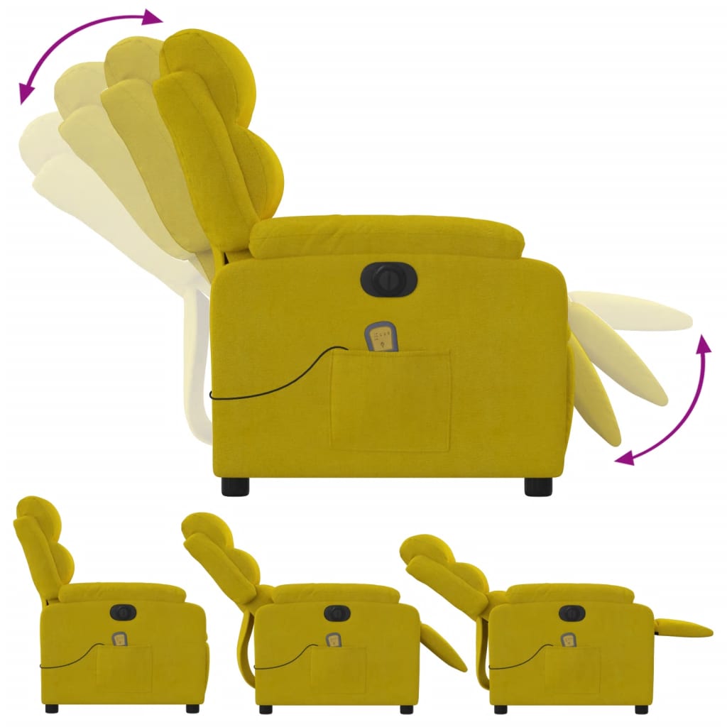 vidaXL Elektrisk massagefåtölj gul sammet