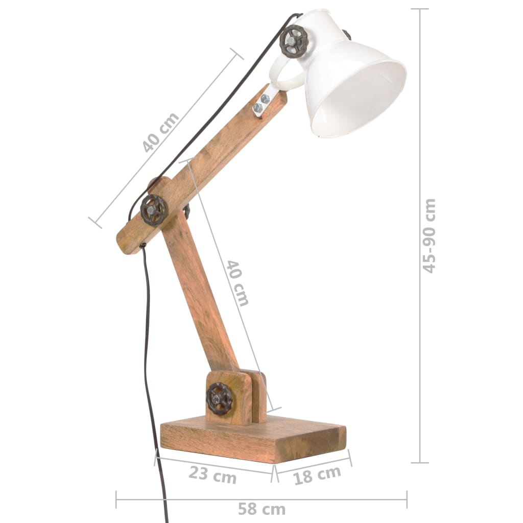 vidaXL Skrivbordslampa industriell vit rund 58x18x90 cm E27