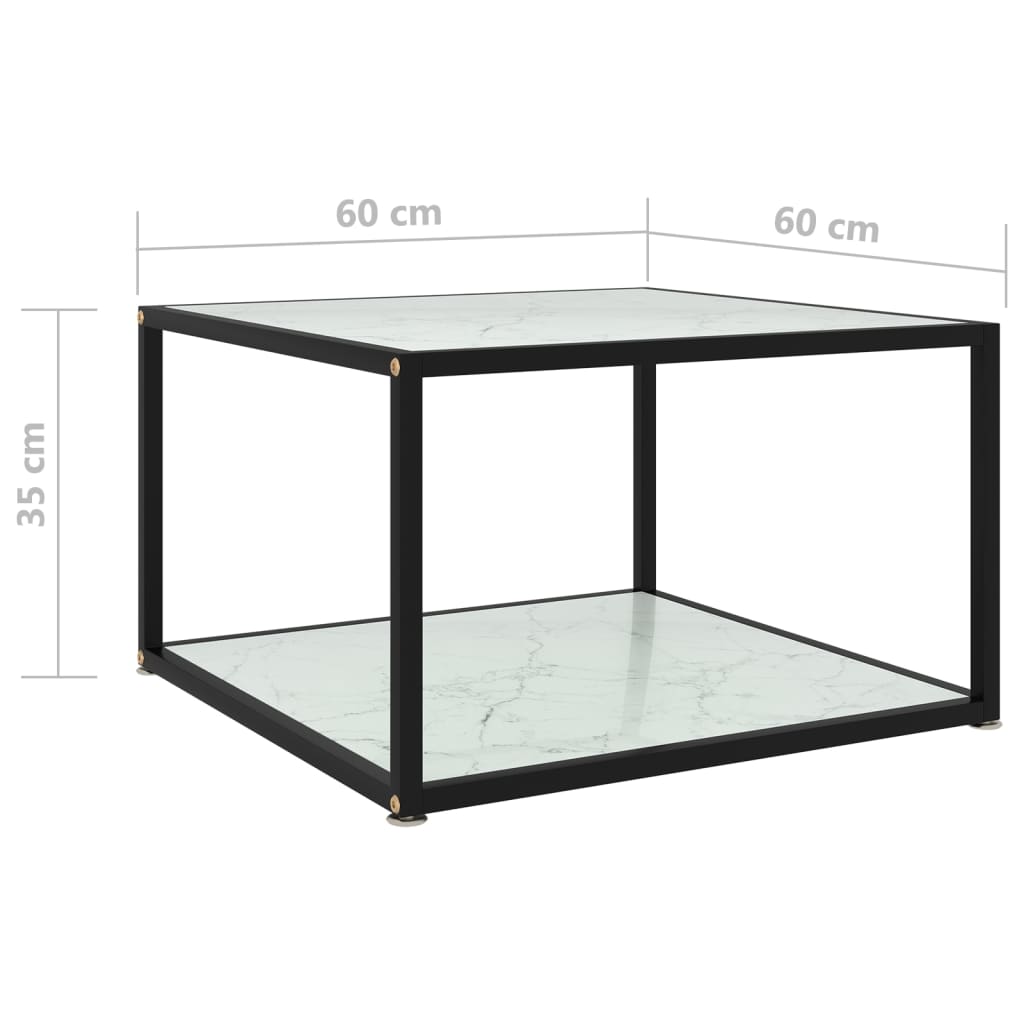 vidaXL Soffbord vit 60x60x35 cm härdat glas