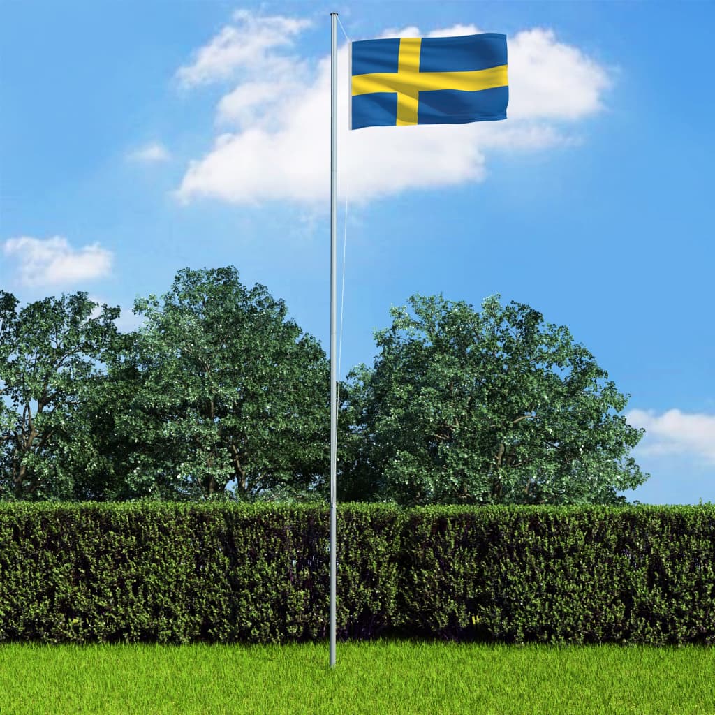 vidaXL Sveriges flagga och flaggstång i aluminium 6,2 m