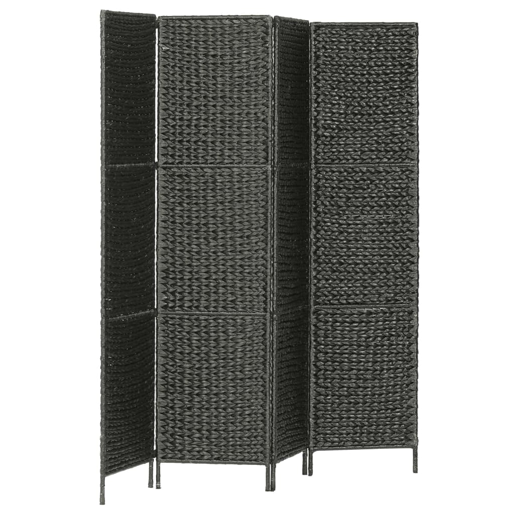 vidaXL Rumsavdelare 4-paneler vattenhyacint 154x160 cm svart