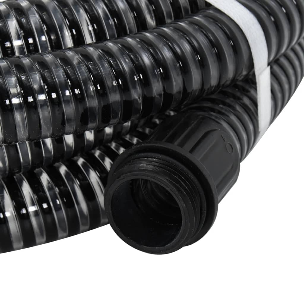 vidaXL Sugslang med kopplingar mässing svart 1,1" 10 m PVC