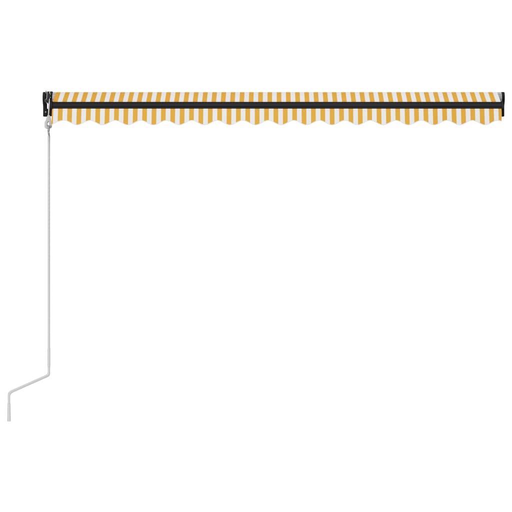 vidaXL Infällbar markis med vindsensor & LED 400x300 cm gul och vit