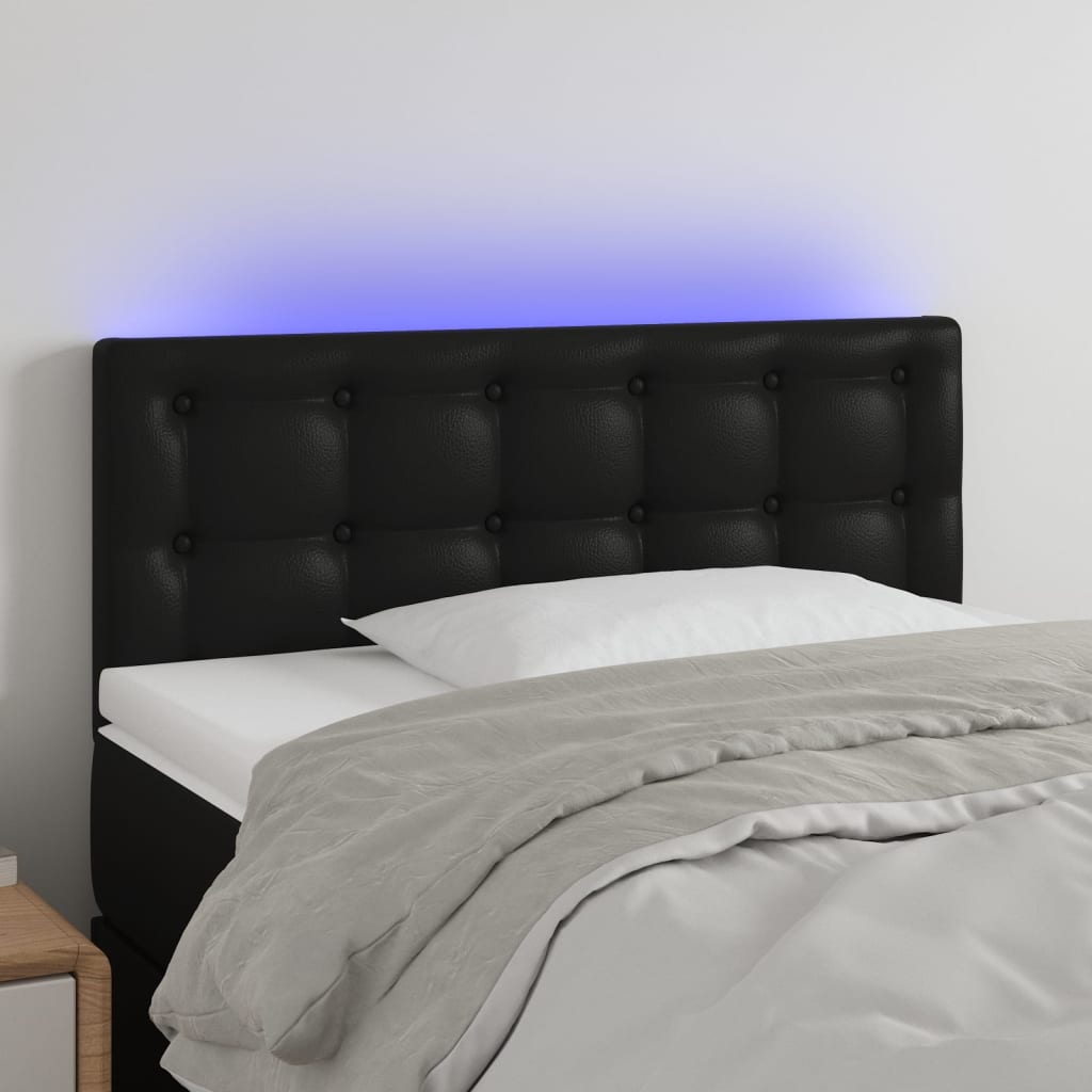 vidaXL Sänggavel LED svart 80x5x78/88 cm konstläder