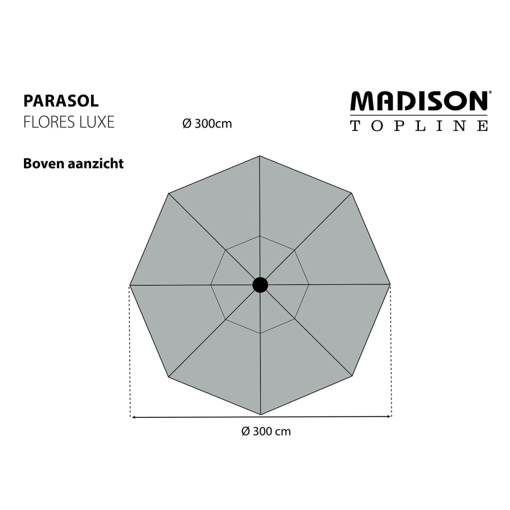 Madison Parasoll Flores Luxe 300 cm rund tegelröd