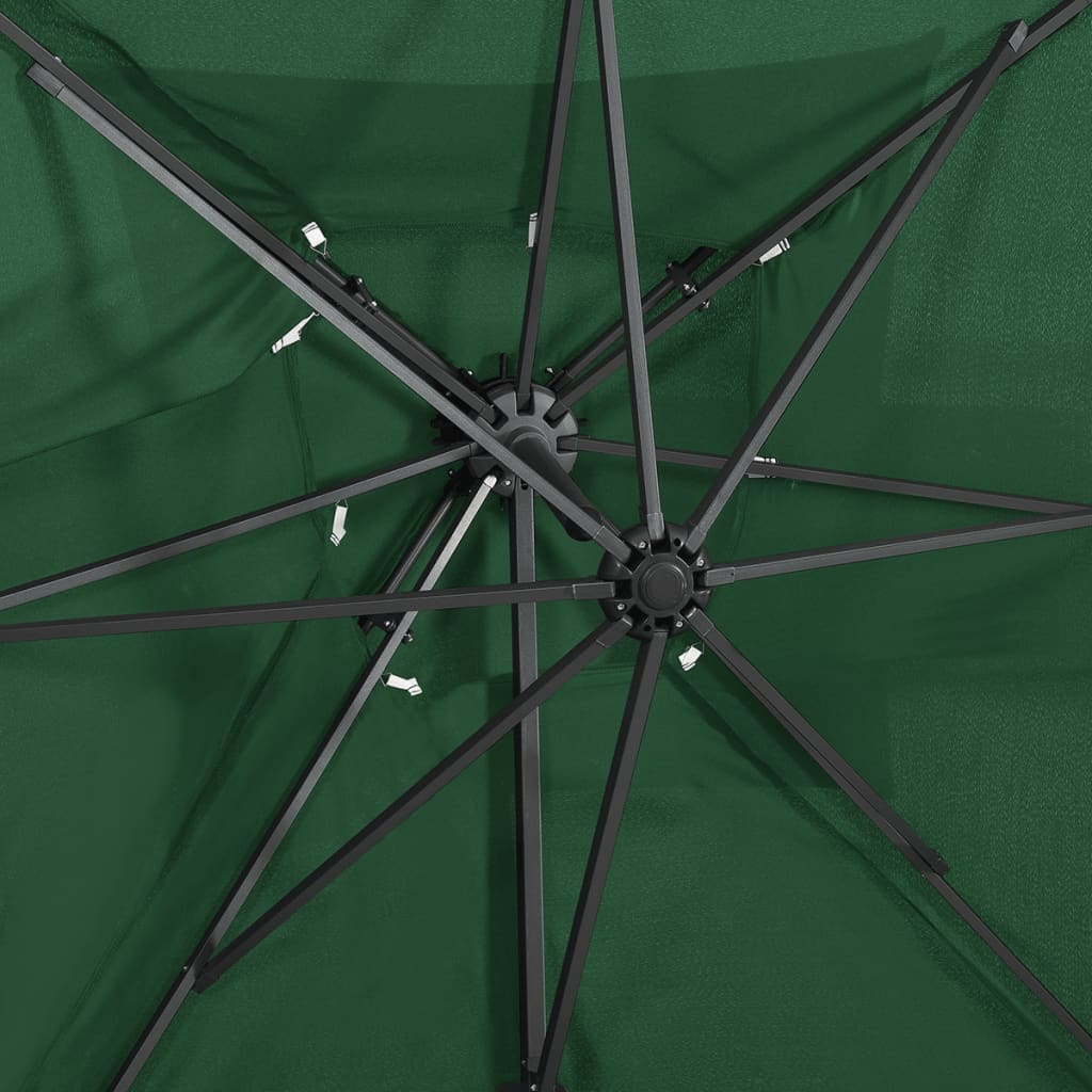 vidaXL Frihängande parasoll med ventilation grön 250x250 cm