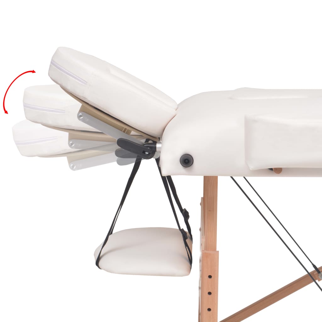 vidaXL Hopfällbar massagebänk 3 sektioner och pall 10 cm tjock vit