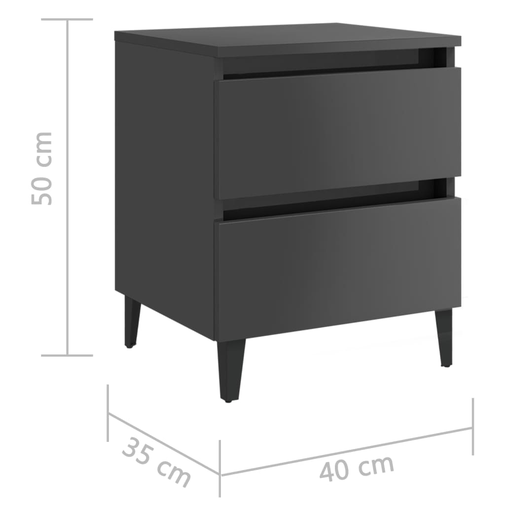 vidaXL Sängbord grå höglans 40x35x50 cm konstruerat trä
