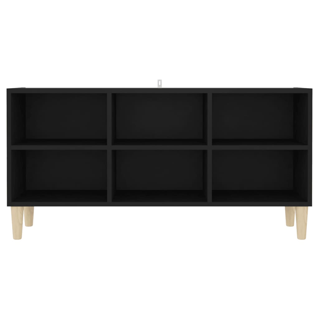 vidaXL TV-bänk med massiva ben svart 103,5x30x50 cm