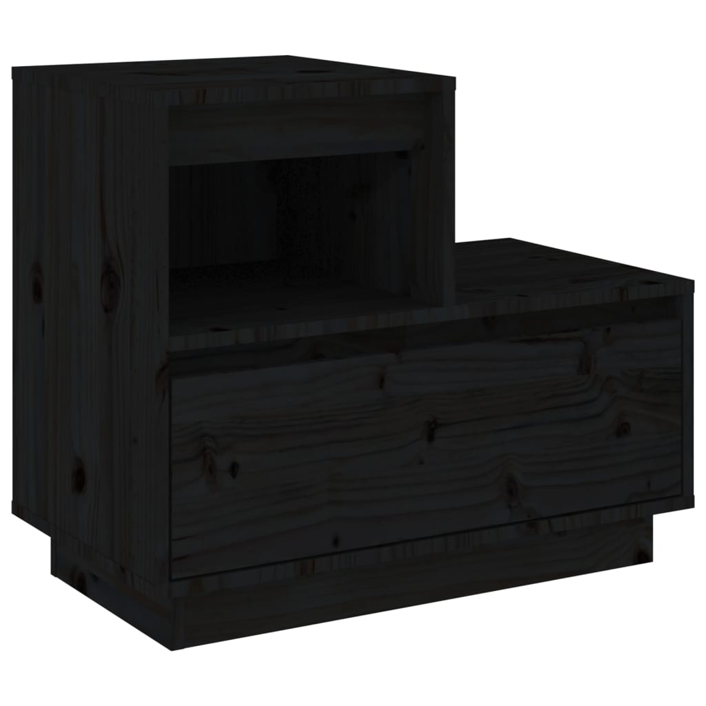 vidaXL Sängbord 2 st svart 60x34x51 cm massiv furu