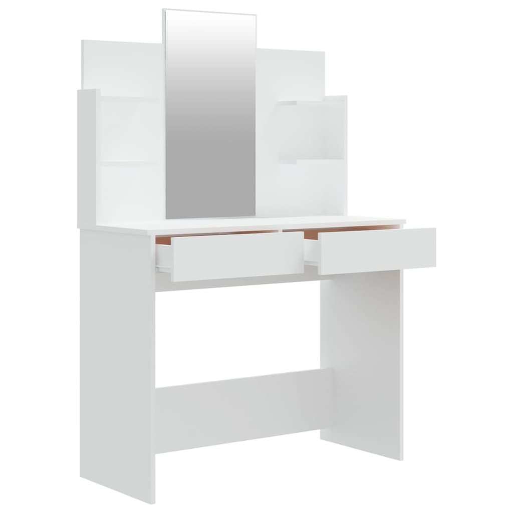 vidaXL Sminkbord med spegel vit 96x40x142 cm