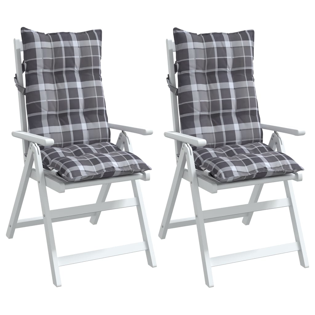 vidaXL Stolsdynor för stolar med hög rygg 2 st rödrutmönster oxfordtyg