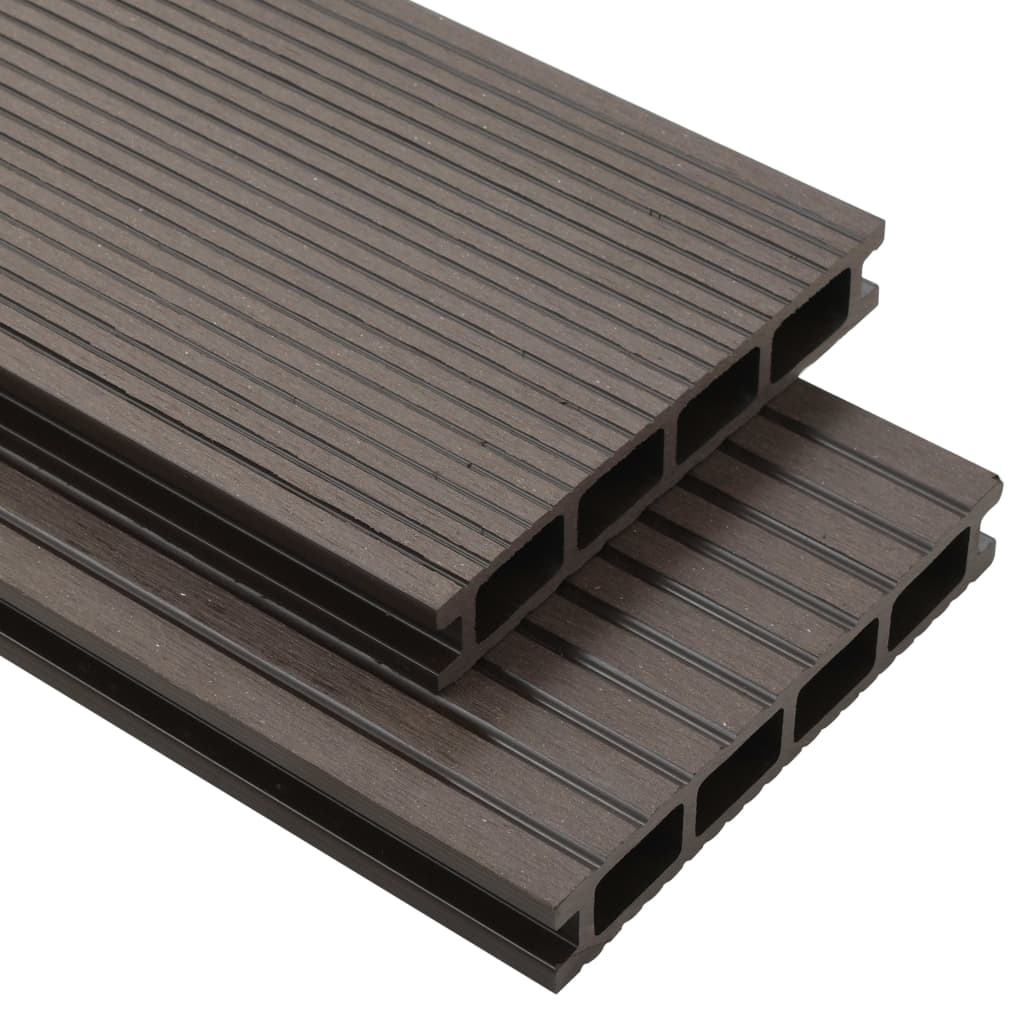 vidaXL WPC ihåliga golvplattor med tillbehör 40 m² 2,2 m mörkbrun