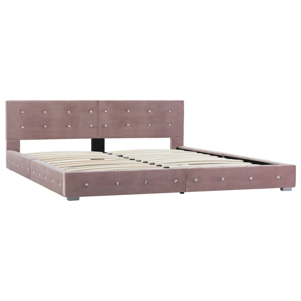 vidaXL Säng med madrass rosa sammet 160x200 cm