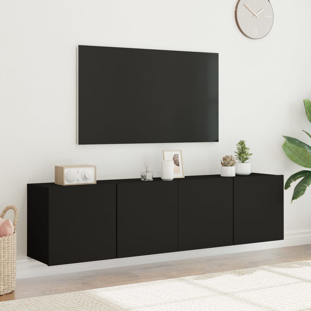 vidaXL Väggmonterad tv-bänk 2 st svart 80x30x41 cm