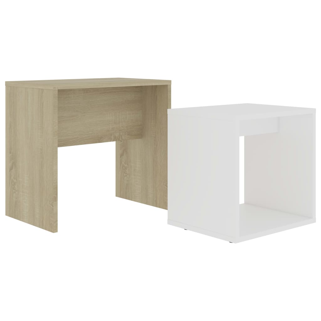 vidaXL Soffbord set vit och sonoma-ek 48x30x45 cm konstruerat trä