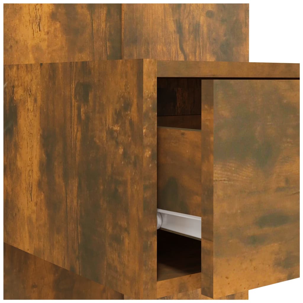vidaXL Sänggavel med lådor rökfärgad ek konstruerat trä