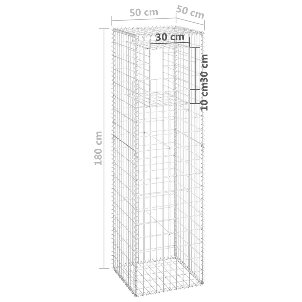 vidaXL Gabionkorg stolpform 50x50x180 cm järn