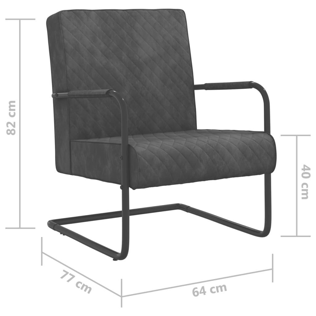 vidaXL Fribärande stol mörkgrå sammet