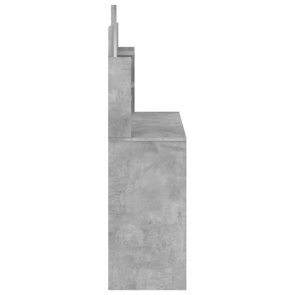 vidaXL Sminkbord med spegel betonggrå 96x39x142 cm