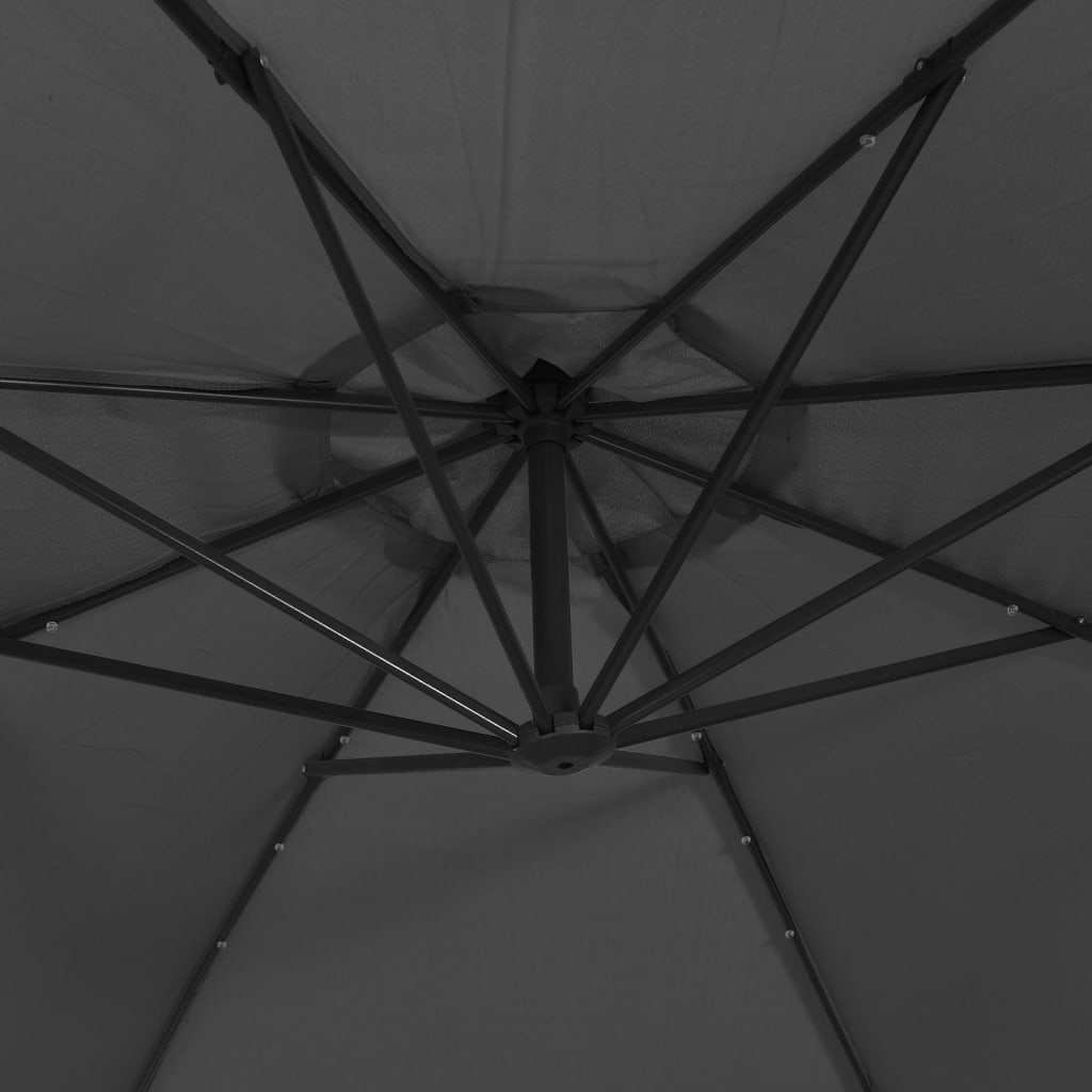 vidaXL Frihängande parasoll med LED och stålstång 300 cm antracit