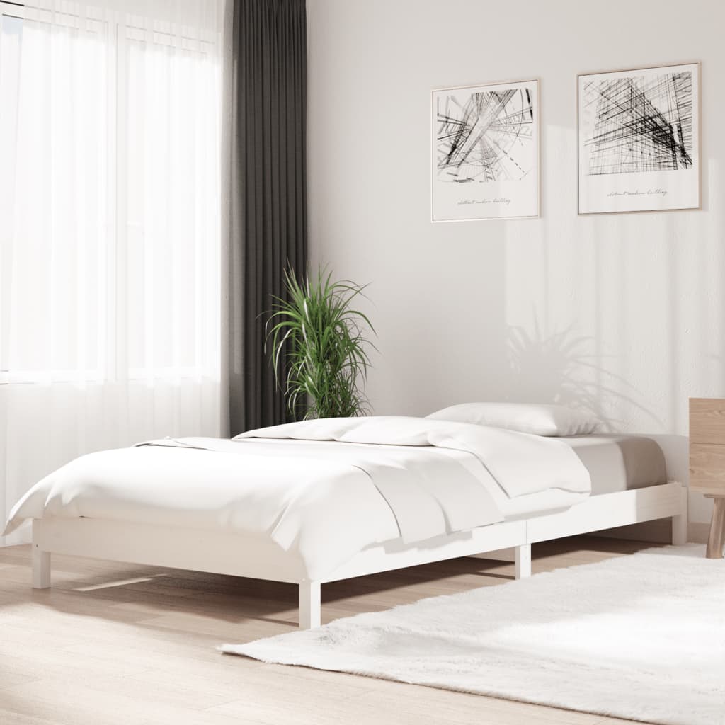 vidaXL Stapelbar säng vit 80x200 cm massivt furuträ