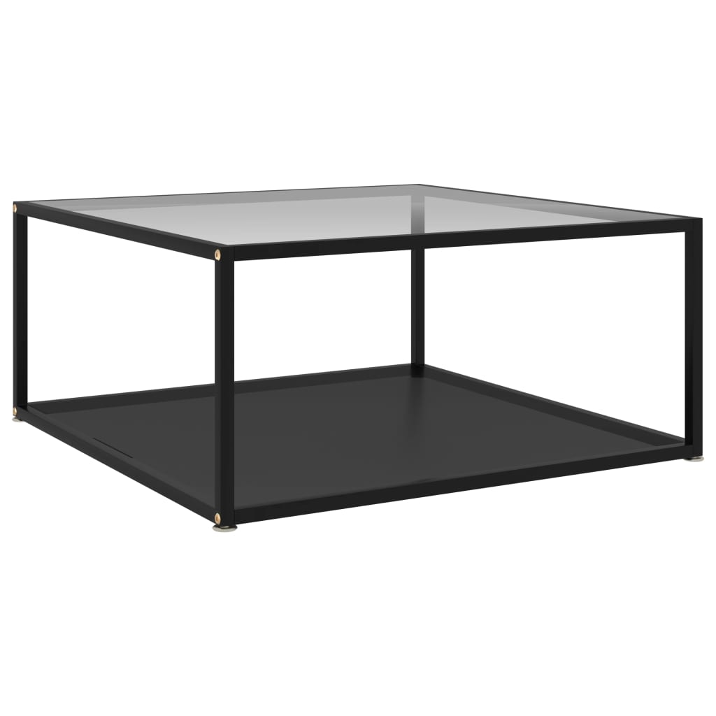 vidaXL Soffbord genomskinligt och svart 80x80x35 cm härdat glas