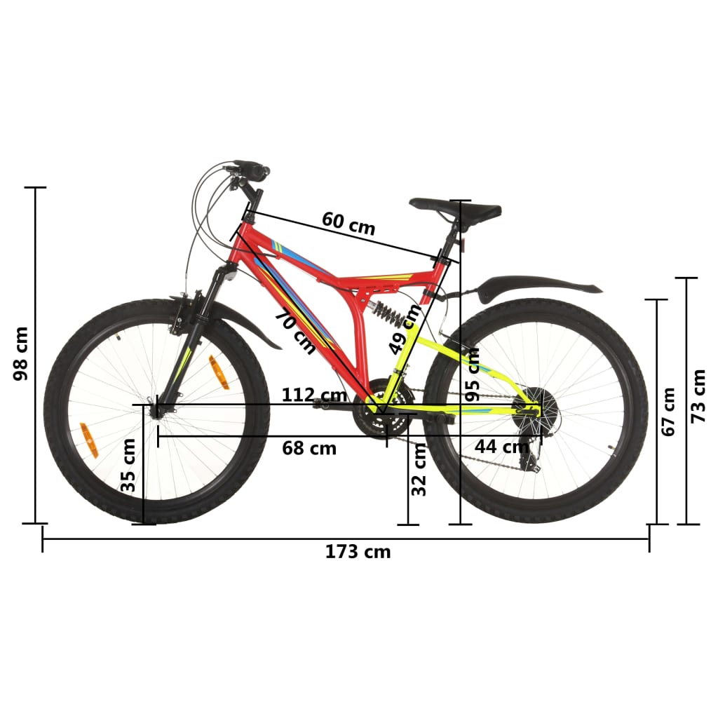 vidaXL Mountainbike 21 växlar 26-tums däck 49 cm röd