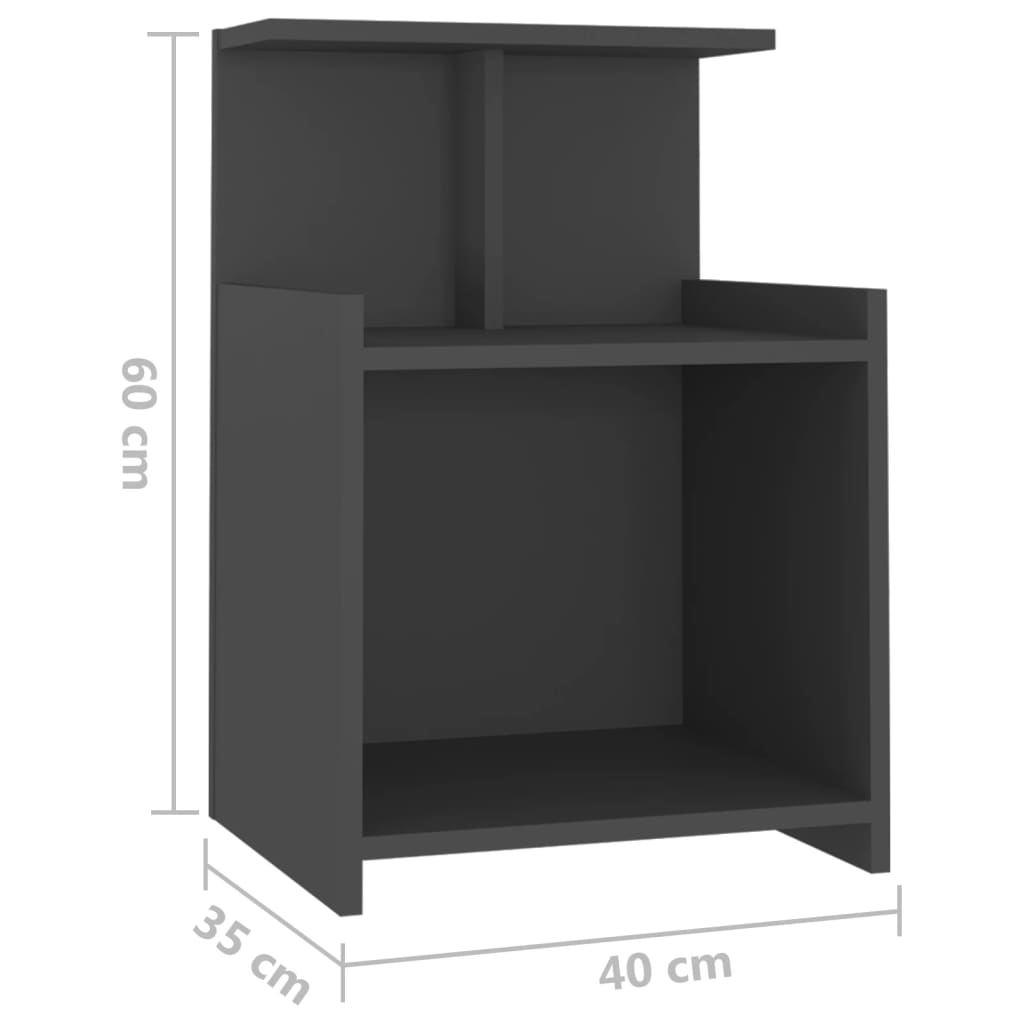 vidaXL Sängbord grå 40x35x60 cm konstruerat trä