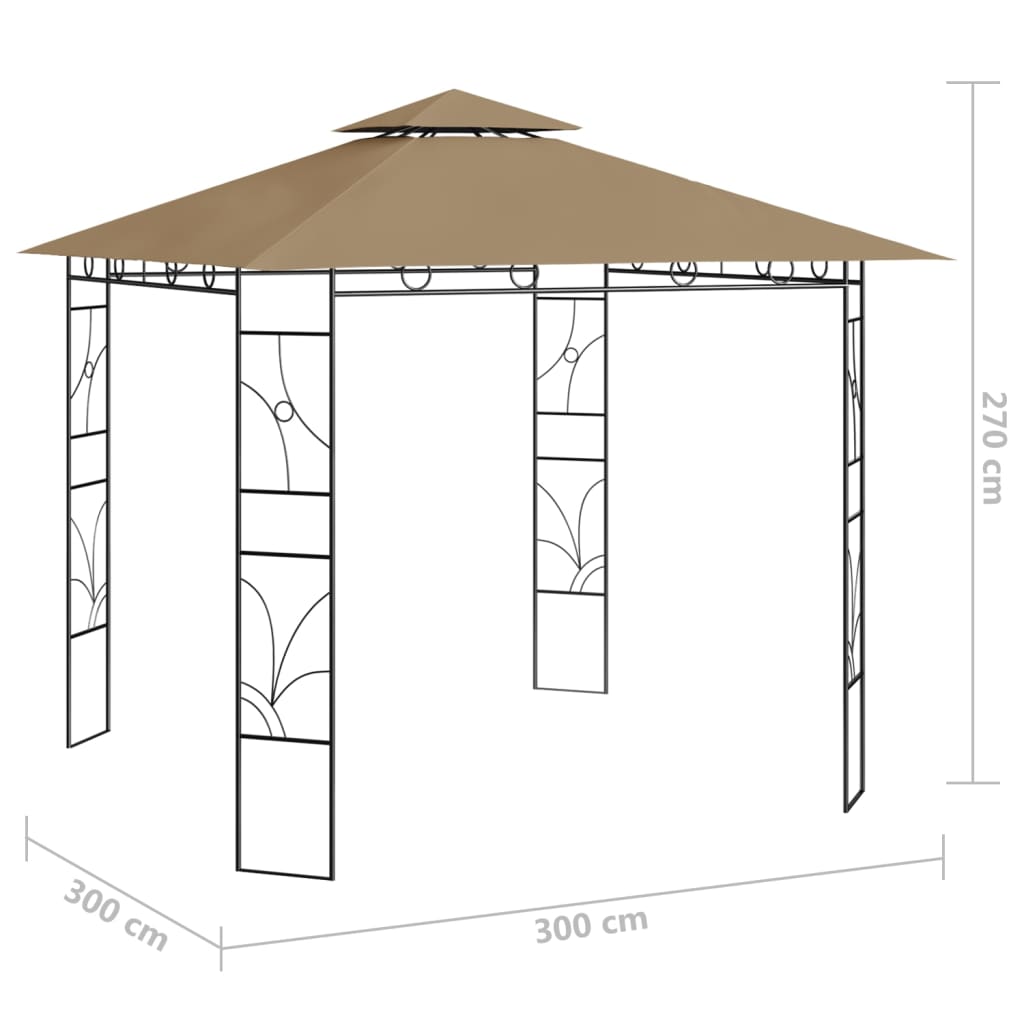 vidaXL Paviljong 3x3x2,7 m taupe 160 g/m²