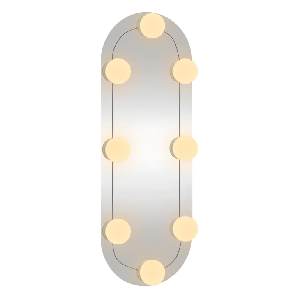 vidaXL Väggspegel med LED-belysning 15x40 cm glas oval