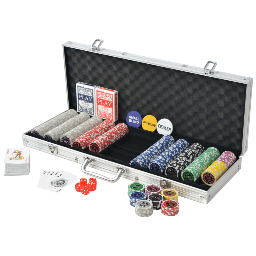 vidaXL Pokerset med 500 laser-marker aluminium