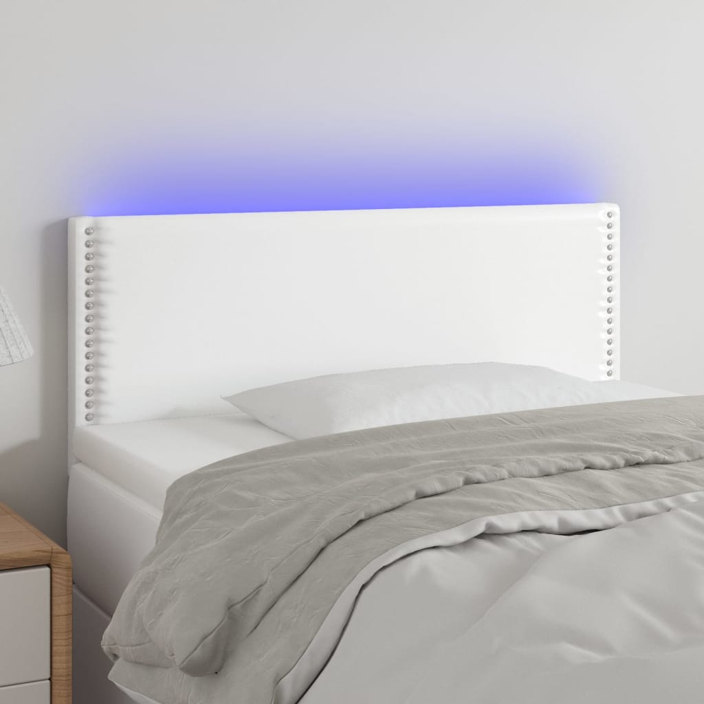 vidaXL Sänggavel LED vit 80x5x78/88 cm konstläder
