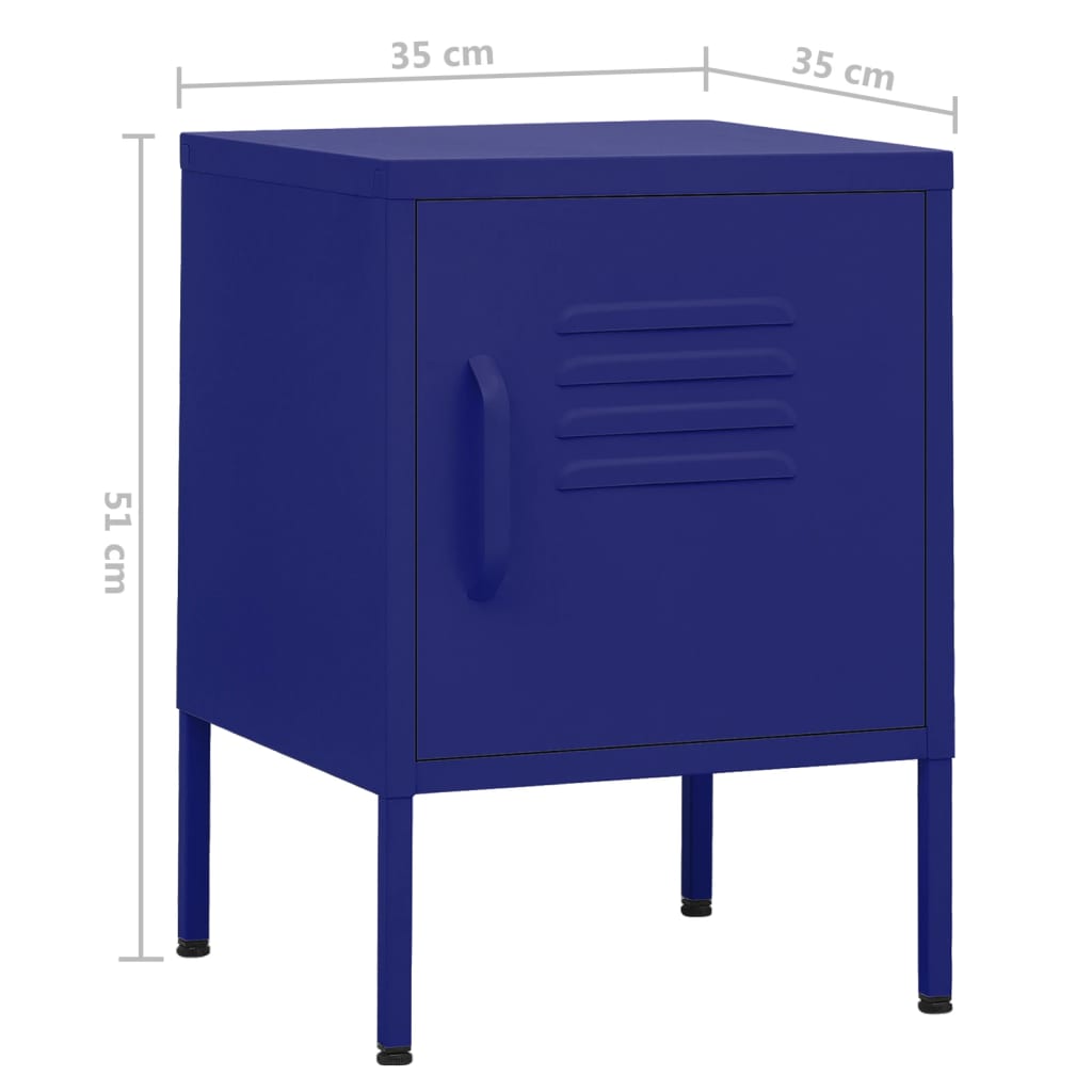 vidaXL Sängbord 2 st marinblå 35x35x51 cm stål