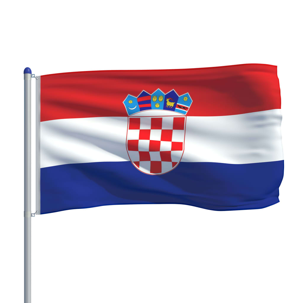 vidaXL Kroatiens flagga och flaggstång i aluminium 6 m