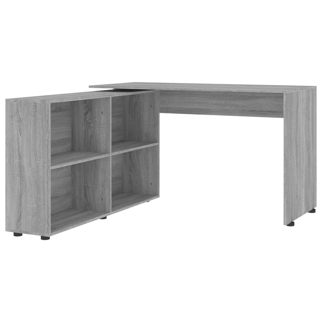 vidaXL Hörnskrivbord grå sonoma konstruerat trä