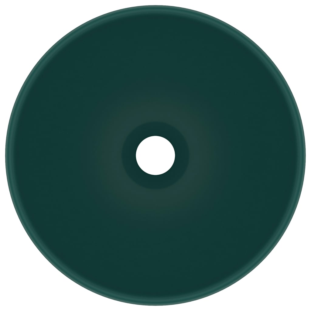 vidaXL Lyxigt runt handfat matt mörkgrön 32,5x14 cm keramik