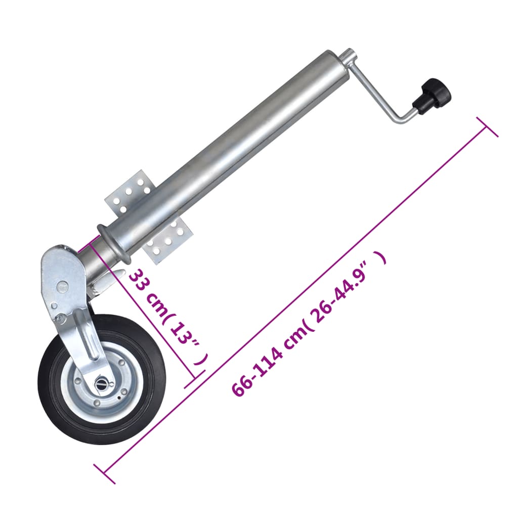 vidaXL Hopfällbart stödhjul 60 mm med 2 stödrör och 2 delade klämmor