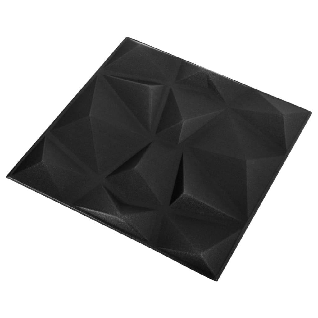vidaXL 3D Väggpaneler 12 st 50x50 cm diamant svart 3 m²