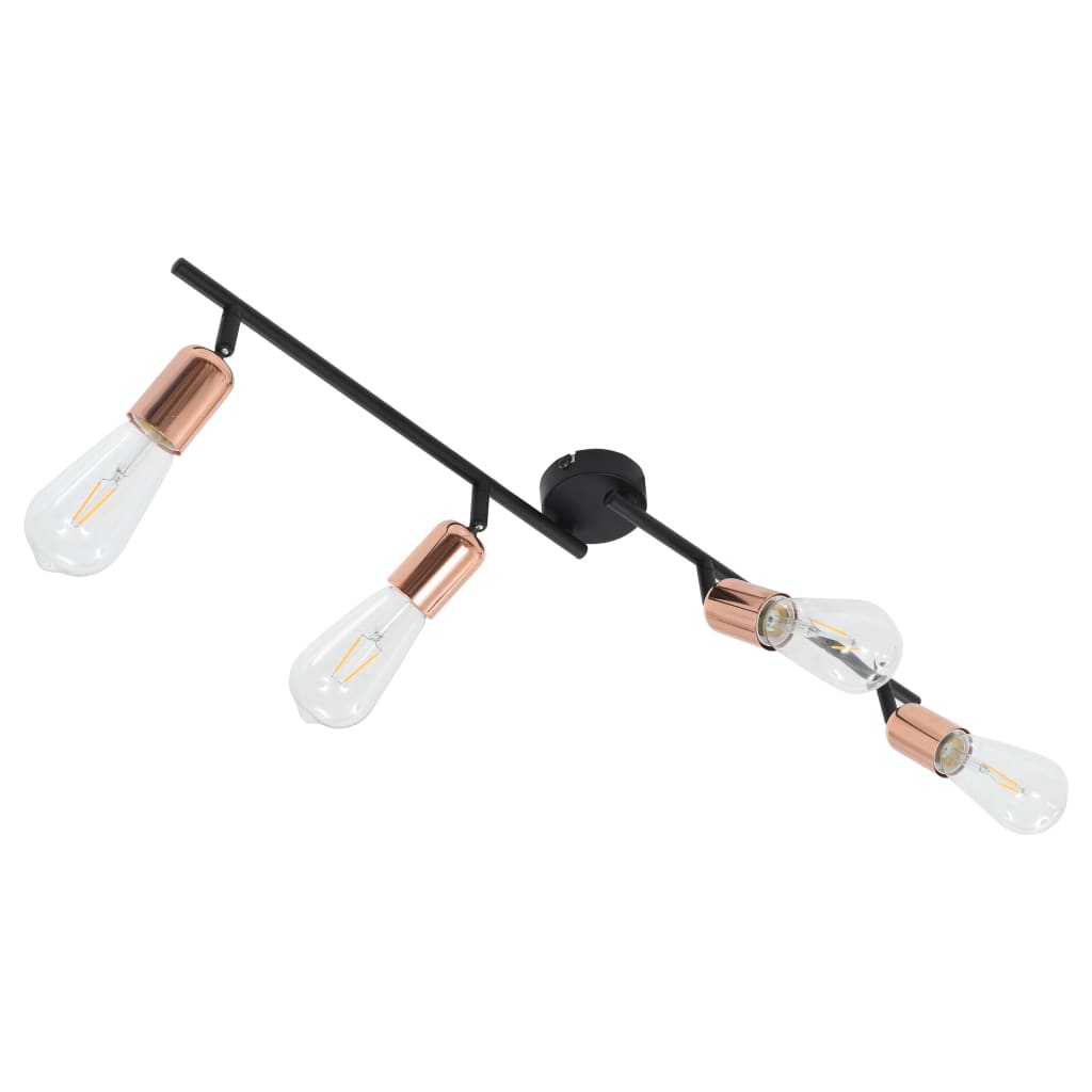 vidaXL 4-vägs spotlight med glödlampor 2 W svart och koppar 60 cm E27
