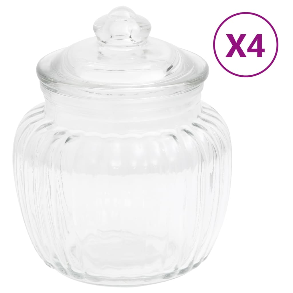 vidaXL Förvaringsburkar i glas 4 st 500 ml