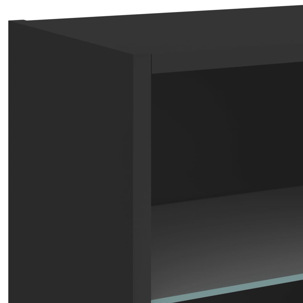 vidaXL Väggmonterade sängbord med LED-lampor 2 st svart