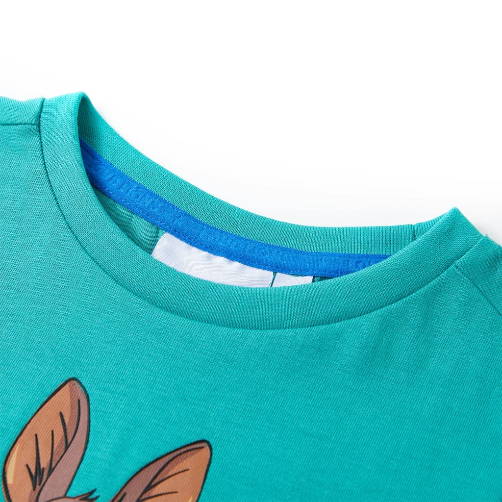 T-shirt med korta ärmar för barn mörk mintgrön 140