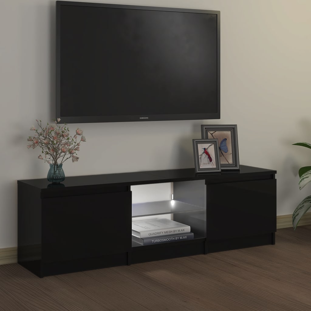 vidaXL TV-bänk med LED-belysning svart 120x30x35,5 cm