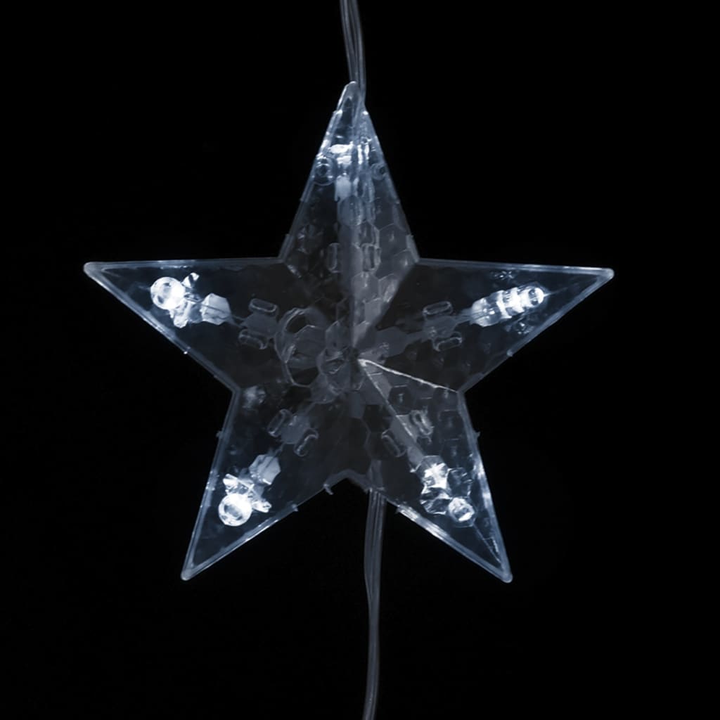 vidaXL Ljusgardin med stjärnor 500 lysdioder kallvit 8 funktioner